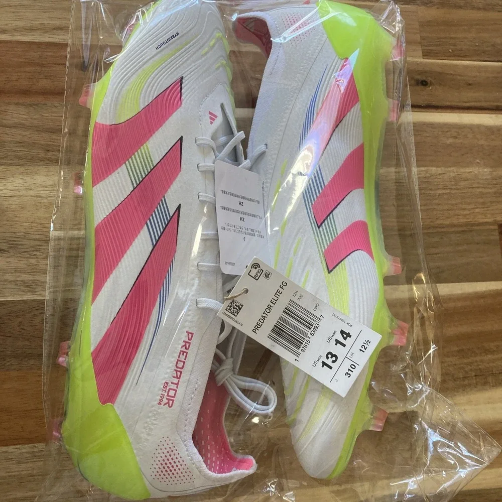 Adidas Predator Elite FG Soccer Cleats‎ Men's 13 White Lucid Pink Lemon ID3881