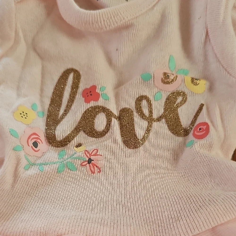 Carter's Newborn Pink Diaper Cover Tutu Skirt with Gold Love Design New
