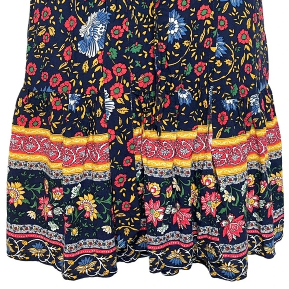 Zesica True Wrap Dress Womens M Dark Floral Slimming Ruffled Boho Cottagecore