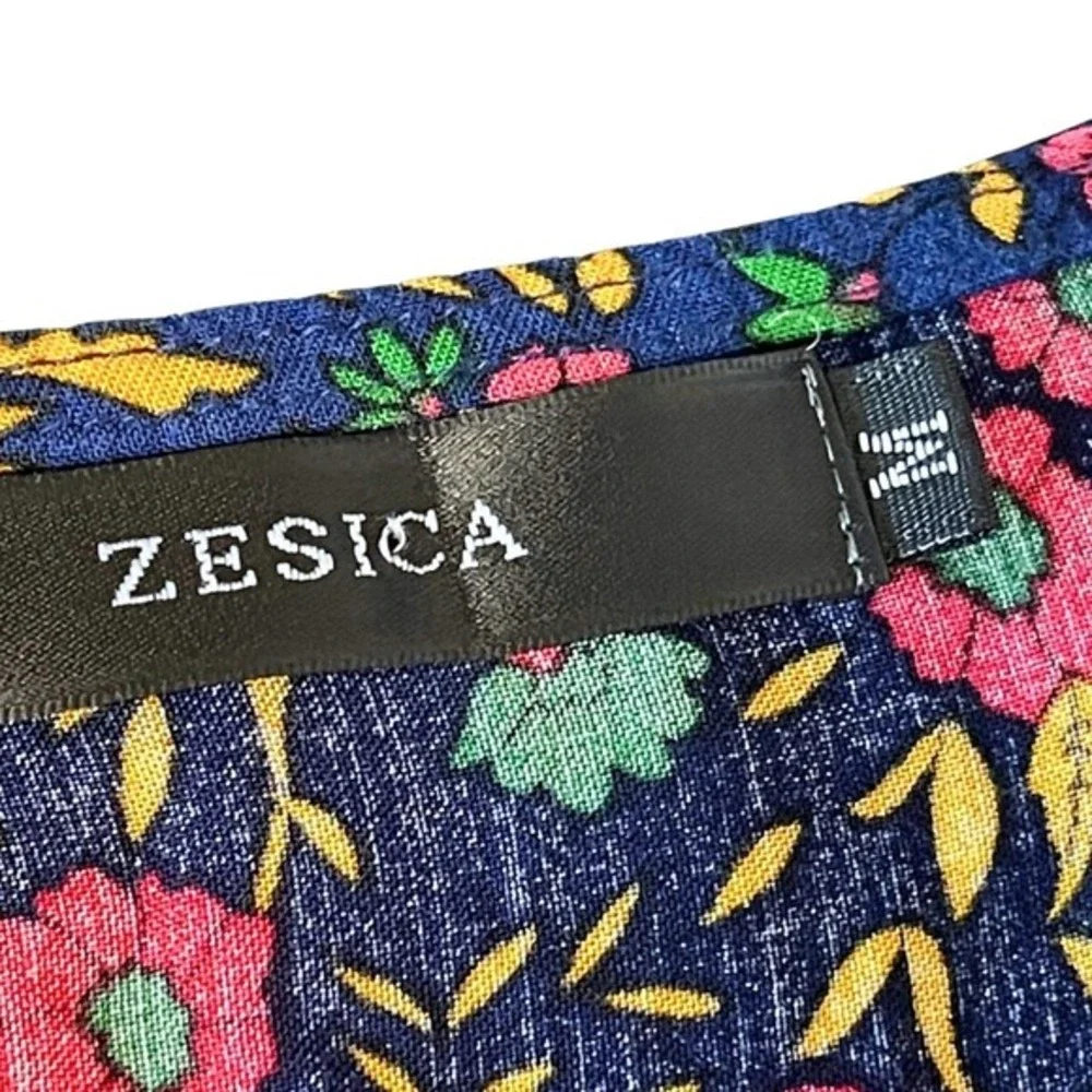 Zesica True Wrap Dress Womens M Dark Floral Slimming Ruffled Boho Cottagecore