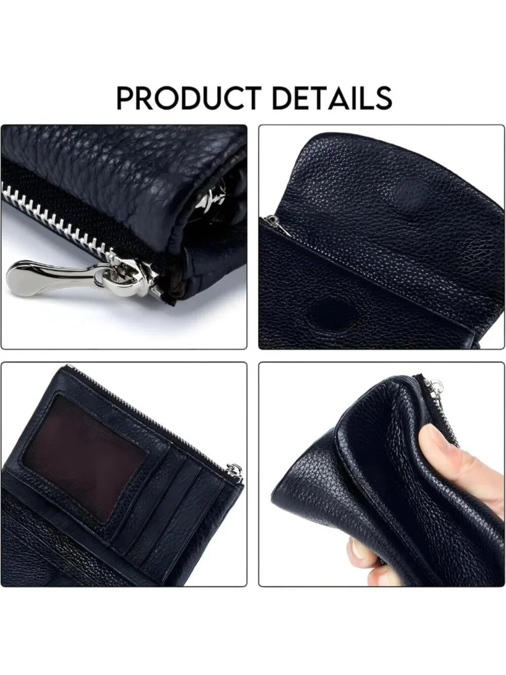 Slim RFID Leather Wallet for Women, Soft Pebble Clutch with Coin Pocket & Card