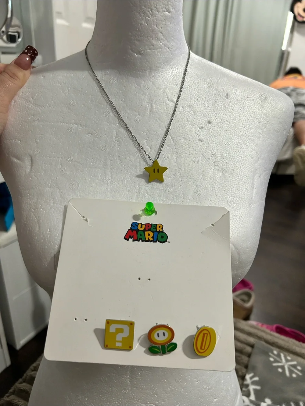 Nintendo Yellow Star & Power-Up Earrings Necklace Set