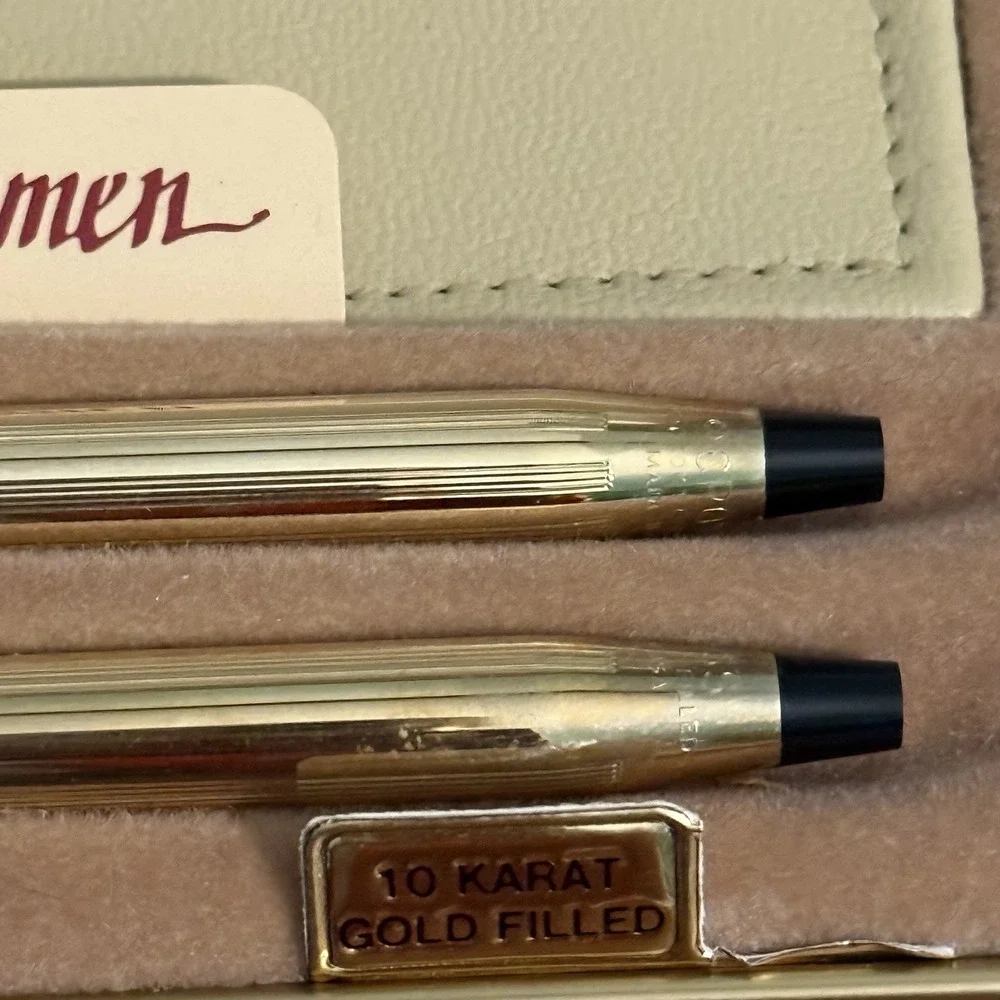 Cross For Women 1/20 10kt Gold Filled Pen & Pencil Set w/ Pouch, Case & Papers