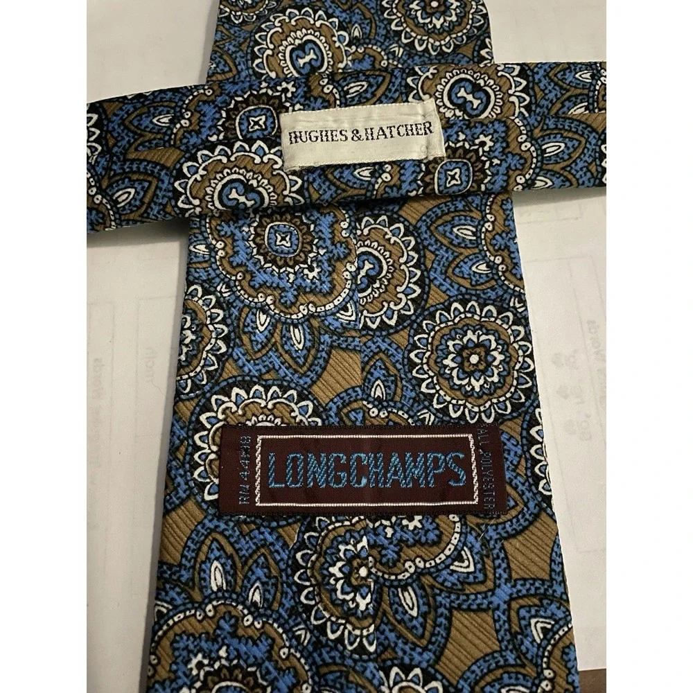 Vintage 1960s Longchamps Tie - Hughes/hatcher- Bold‎ Mod Geometric Stripes