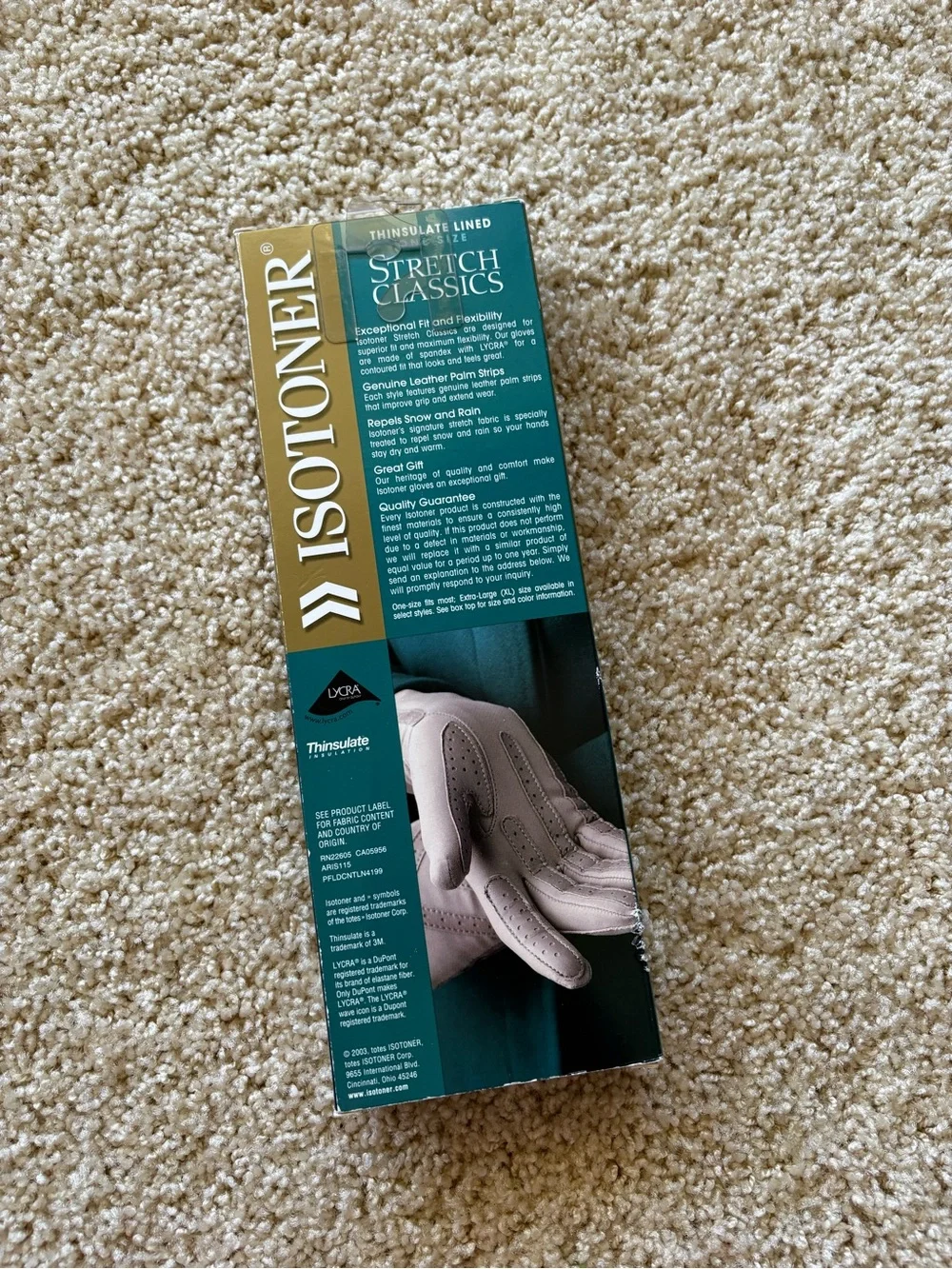Isotoner Stretch Classics Thinsulate Lined Gloves Camel One Size NIB Vintage