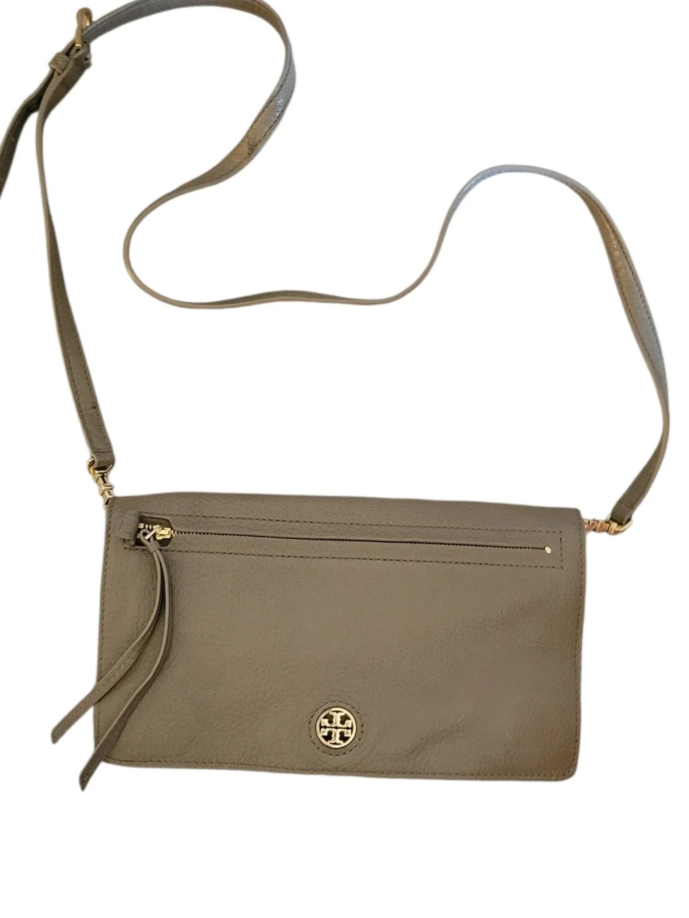 Tory Burch Gray Crossbody Leather Handbag