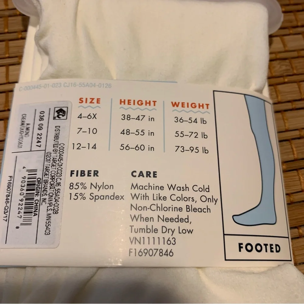 NWT Cat & Jack Almond color tights size 4–6x