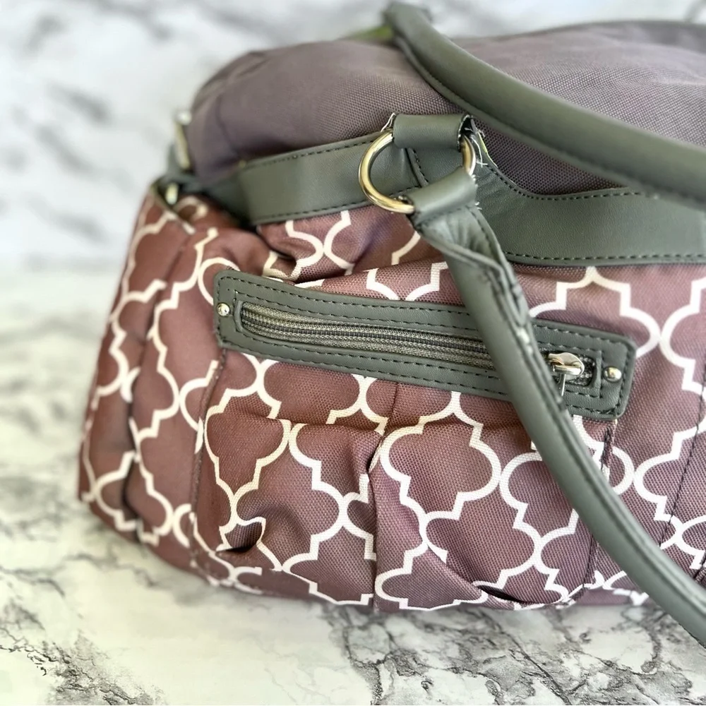 JJ Cole Diaper Tote Bag Gray Mauve Large