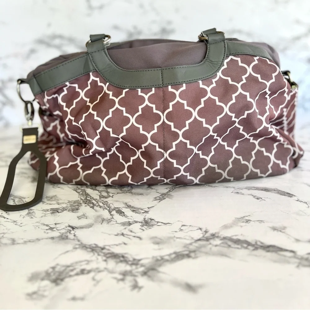 JJ Cole Diaper Tote Bag Gray Mauve Large