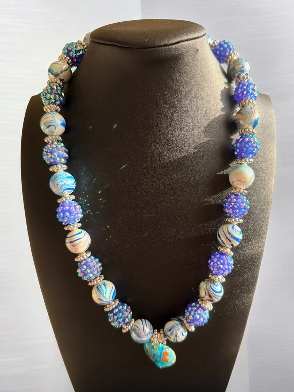 Purple and Turquoise Bead Statement Necklace - Women Jewelry