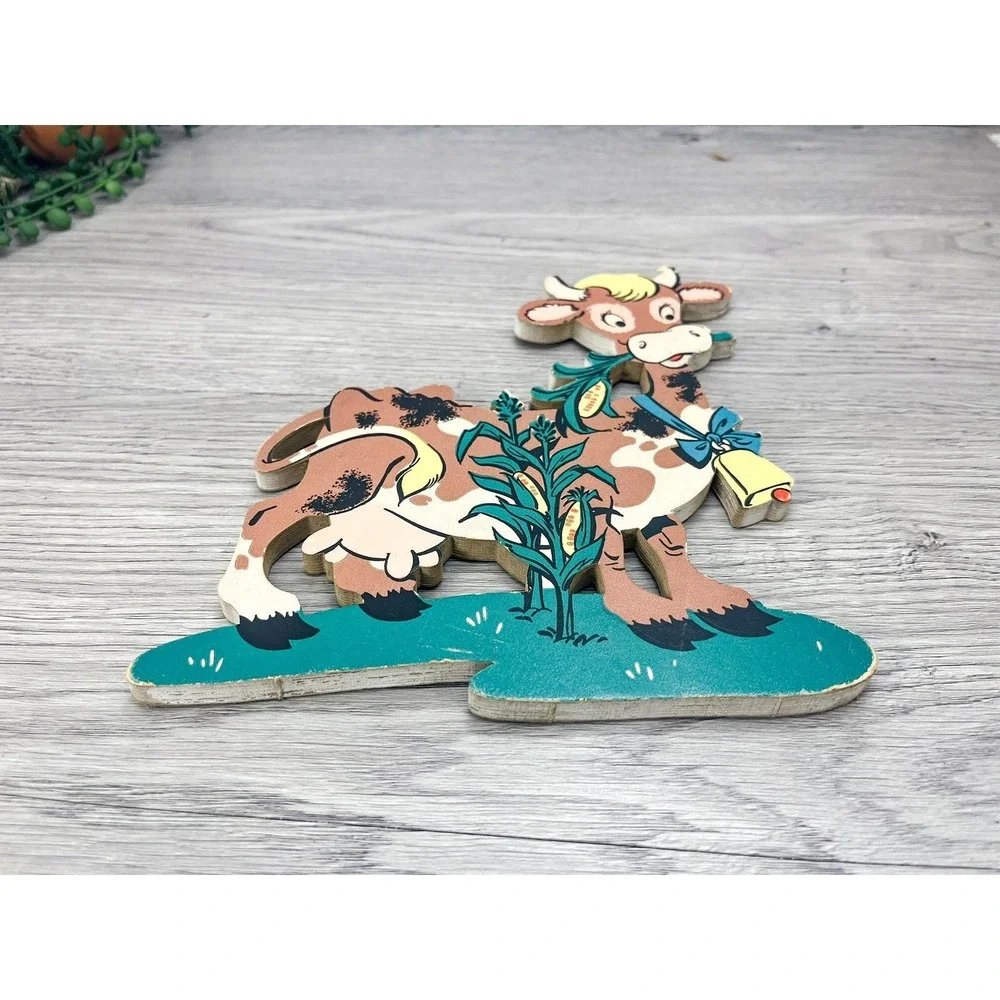 Kitschy Cow Wall Decor: Vintage Farmhouse Hanging, USA Made