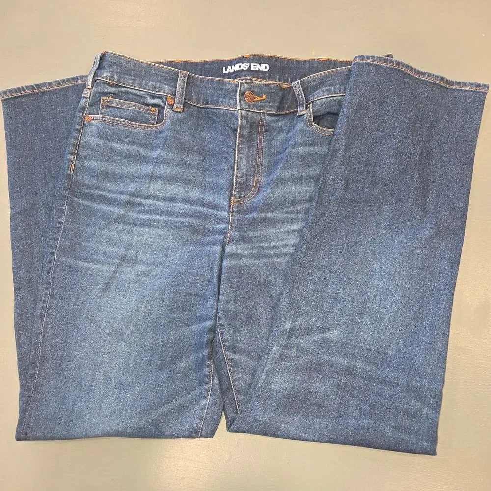 Lands' End 18W High Rise Straight Leg Jeans Medium Wash Coastal Grandmother GUC