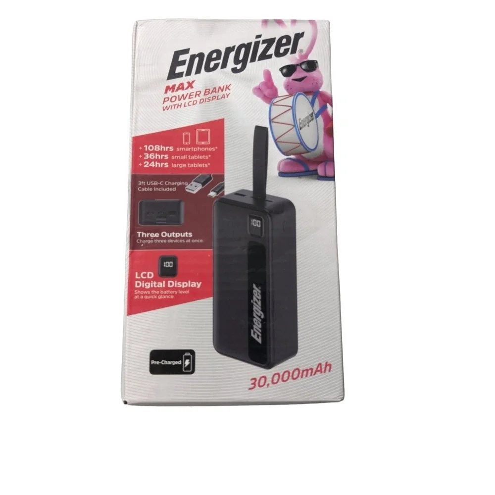 Bb. Energizer Max 30,000mAh Power Bank LCD Display Used/Tested – See Description