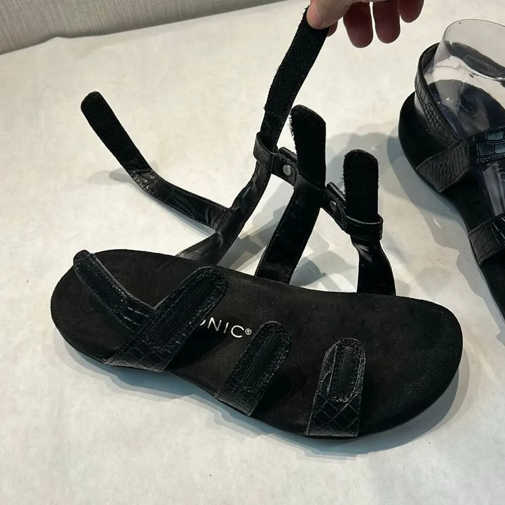 Vionic Womens Amber Backstrap Sandal Black Sz 8 Adjustable Orthotic Arch Support
