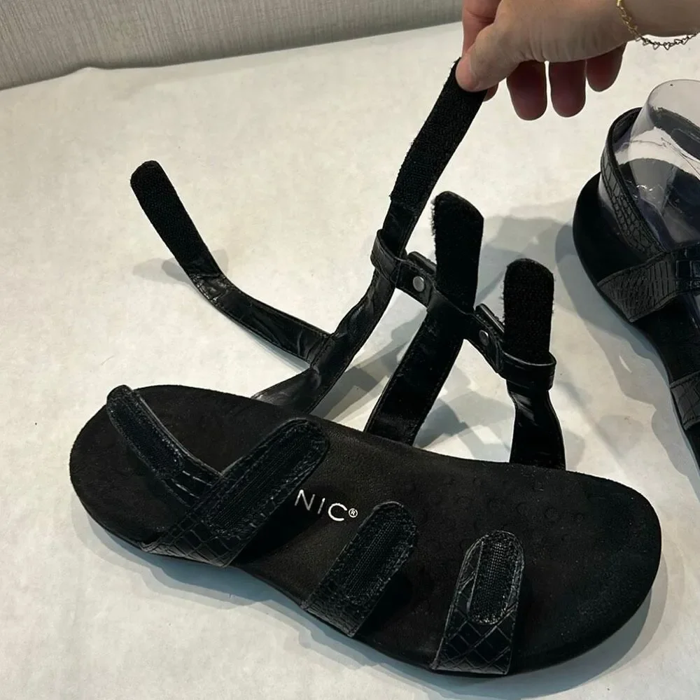 Vionic Womens Amber Backstrap Sandal Black Sz 8 Adjustable Orthotic Arch Support