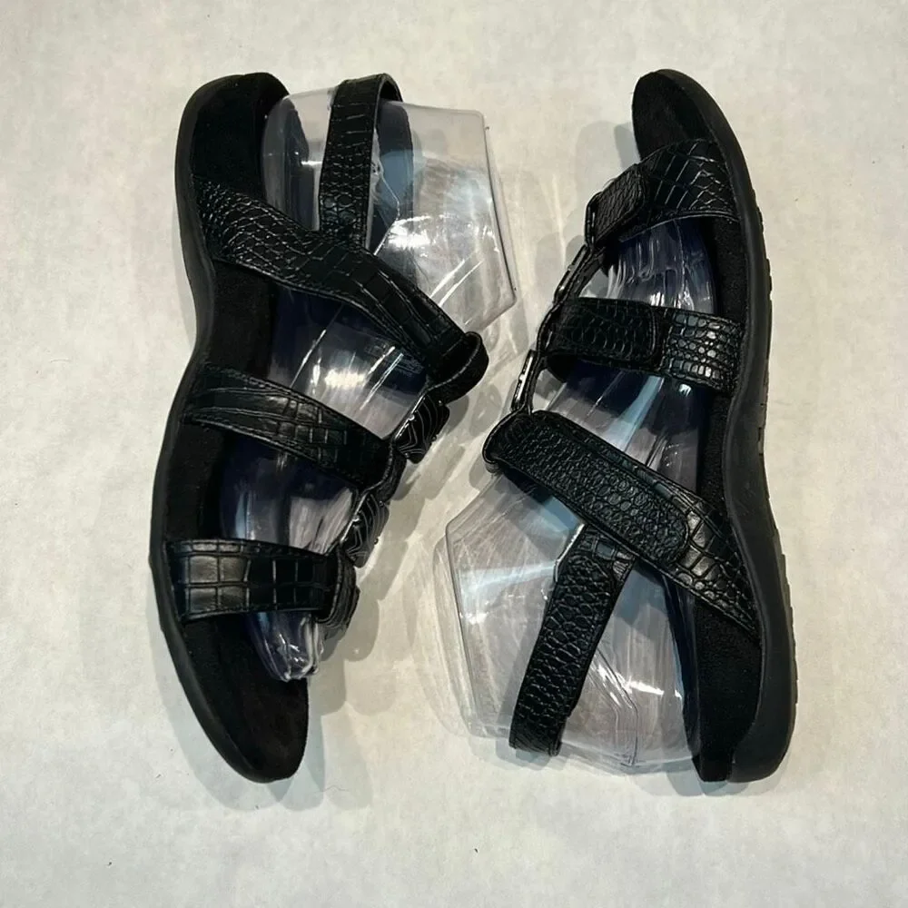 Vionic Womens Amber Backstrap Sandal Black Sz 8 Adjustable Orthotic Arch Support