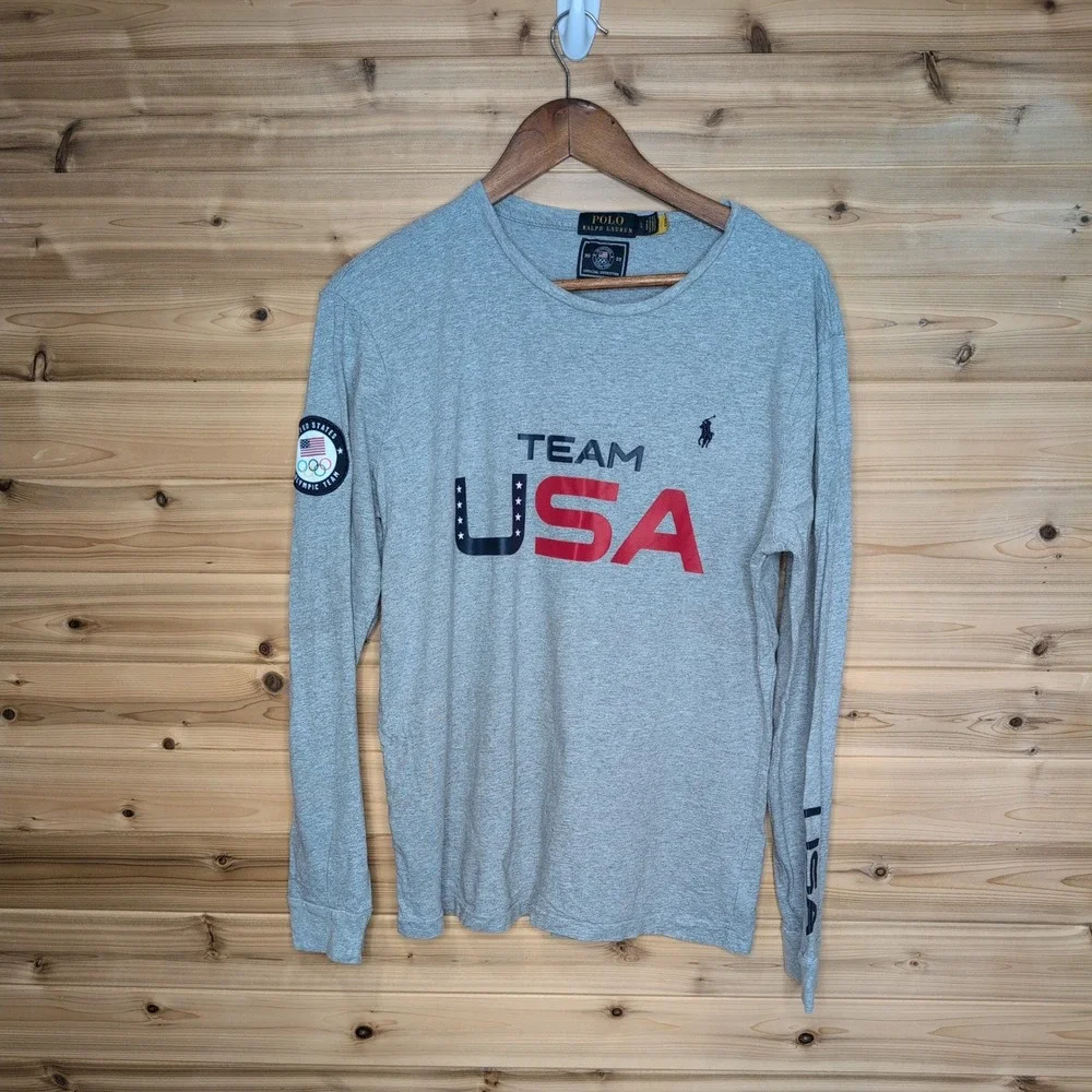 Polo Ralph Lauren Team USA 2022 Olympic Games Gray Long Sleeve T-Shirt Mens L