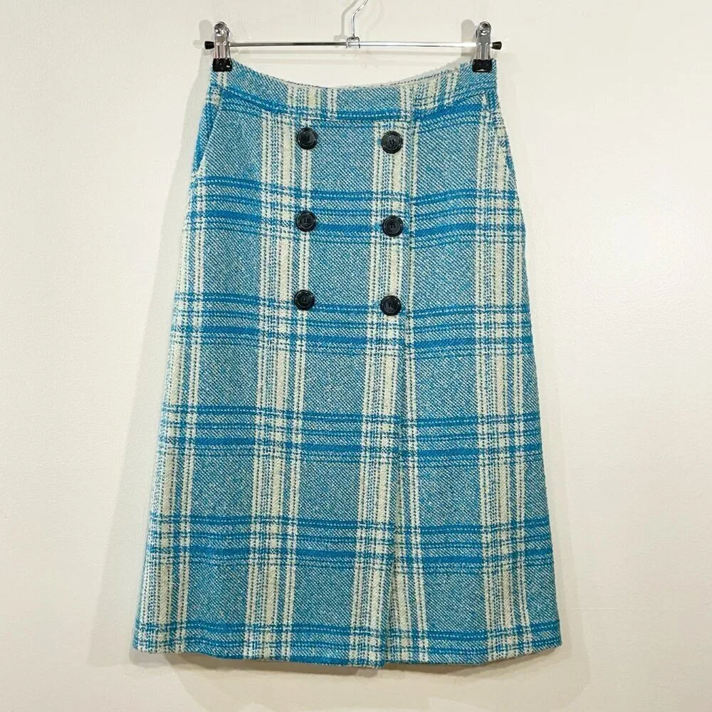 New Baum Und Pferdgarten Sue Plaid Midi Skirt Turquoise 36, 4, S $249