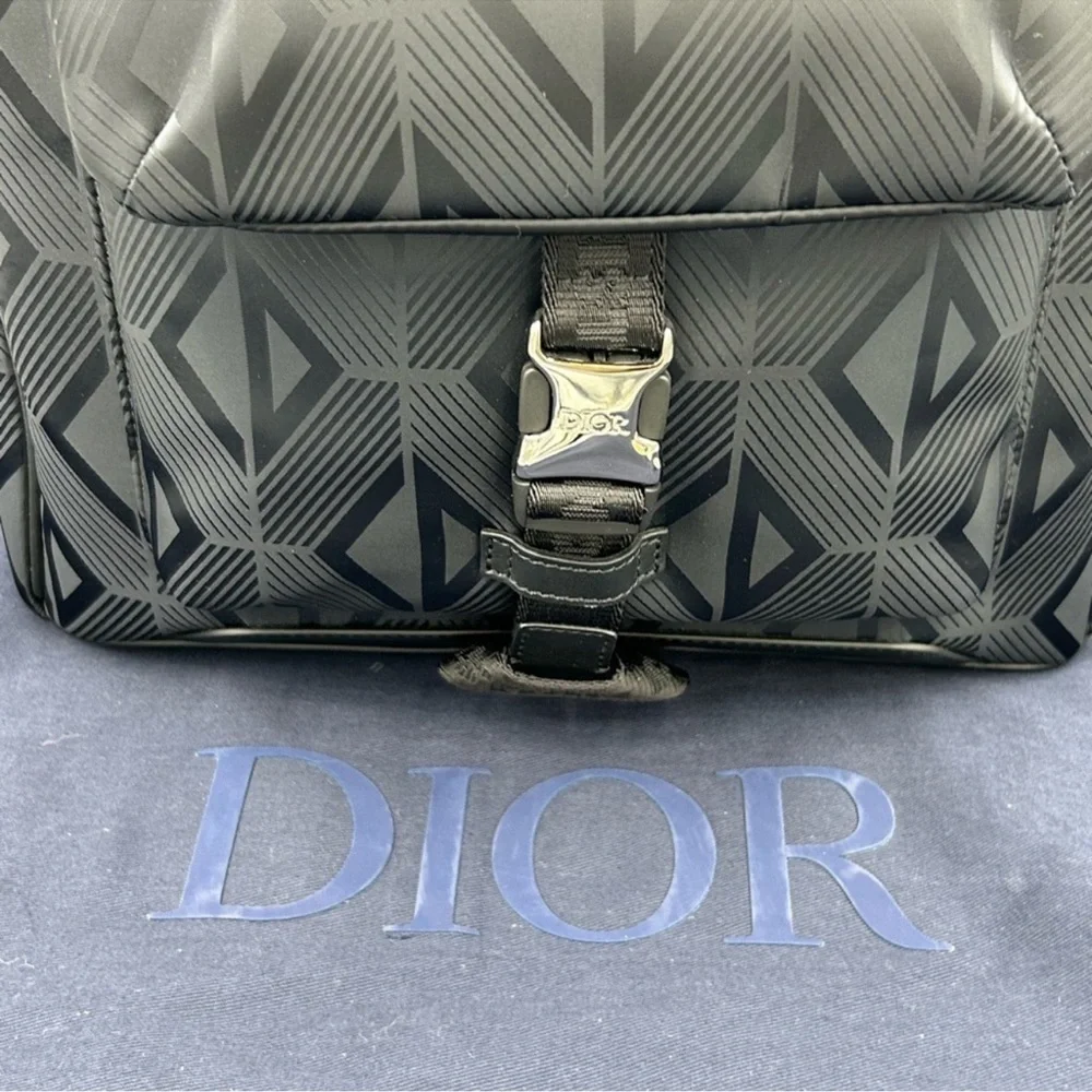 Dior diamond dark black backpack made in Italy NWT