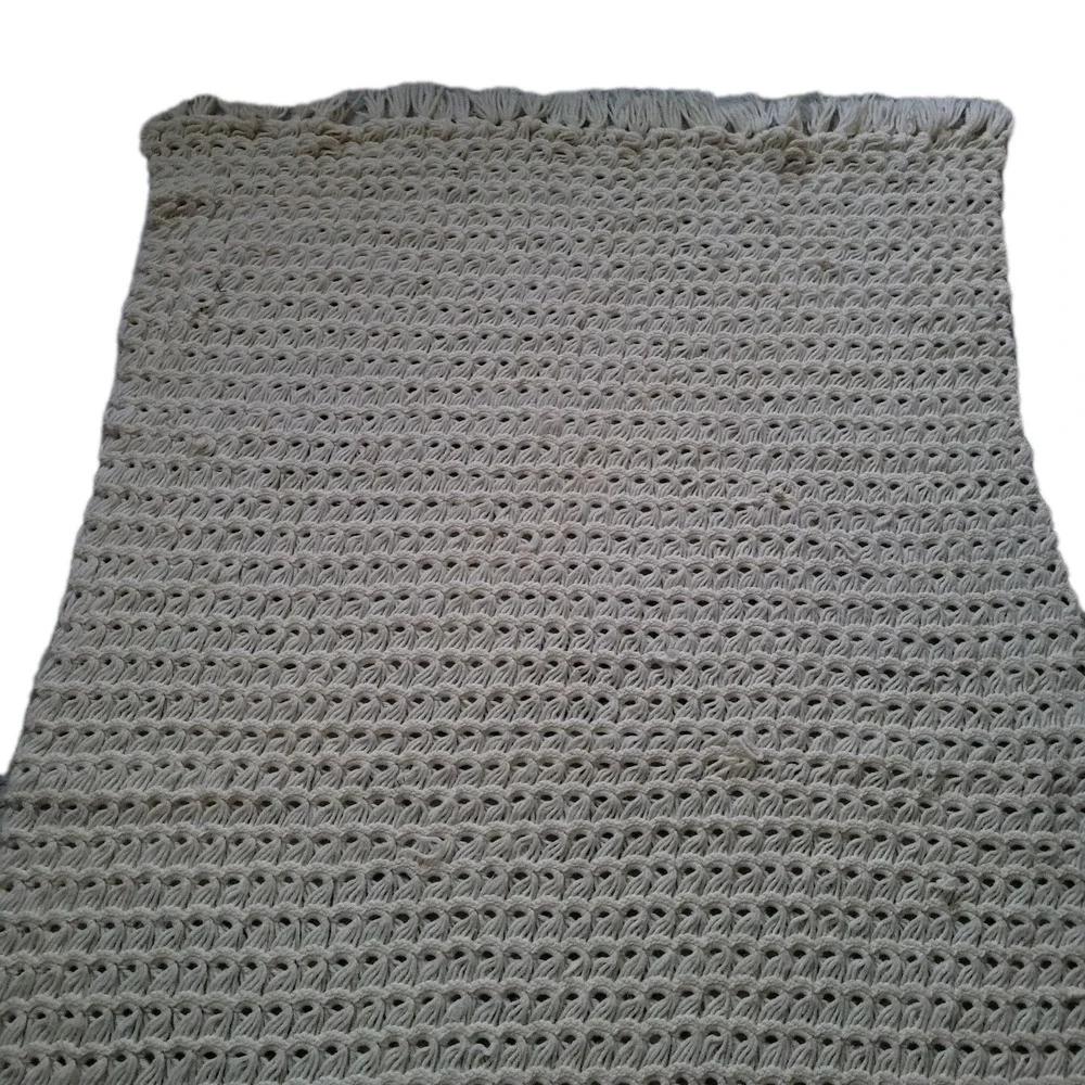 Handmade‎ Chunky Cable Crochet Blanket Off White Ivory Throw Large 39