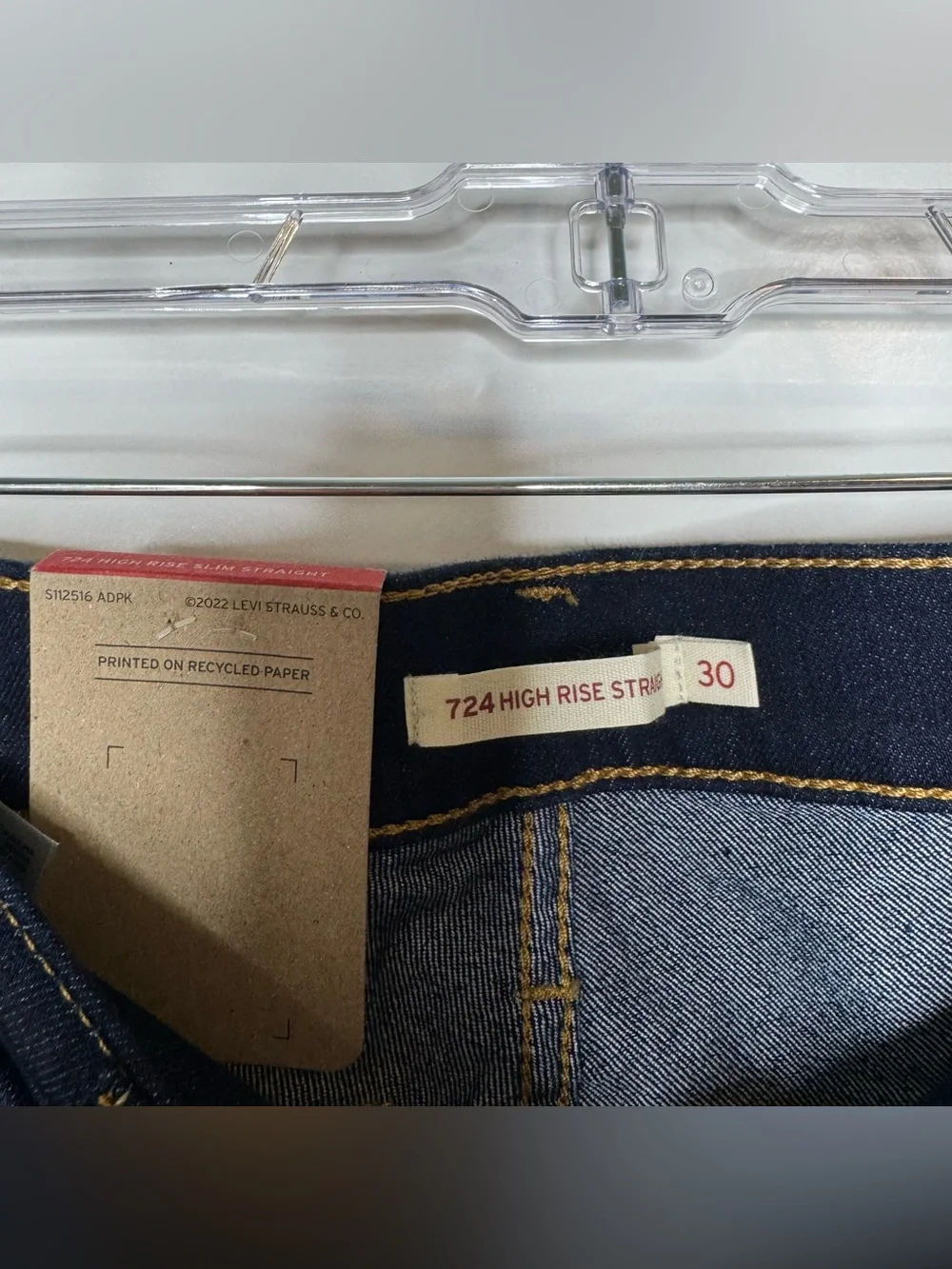 Levi's Men 724 high rise slim straight Dark Blue Jeans size 30x32 stretch