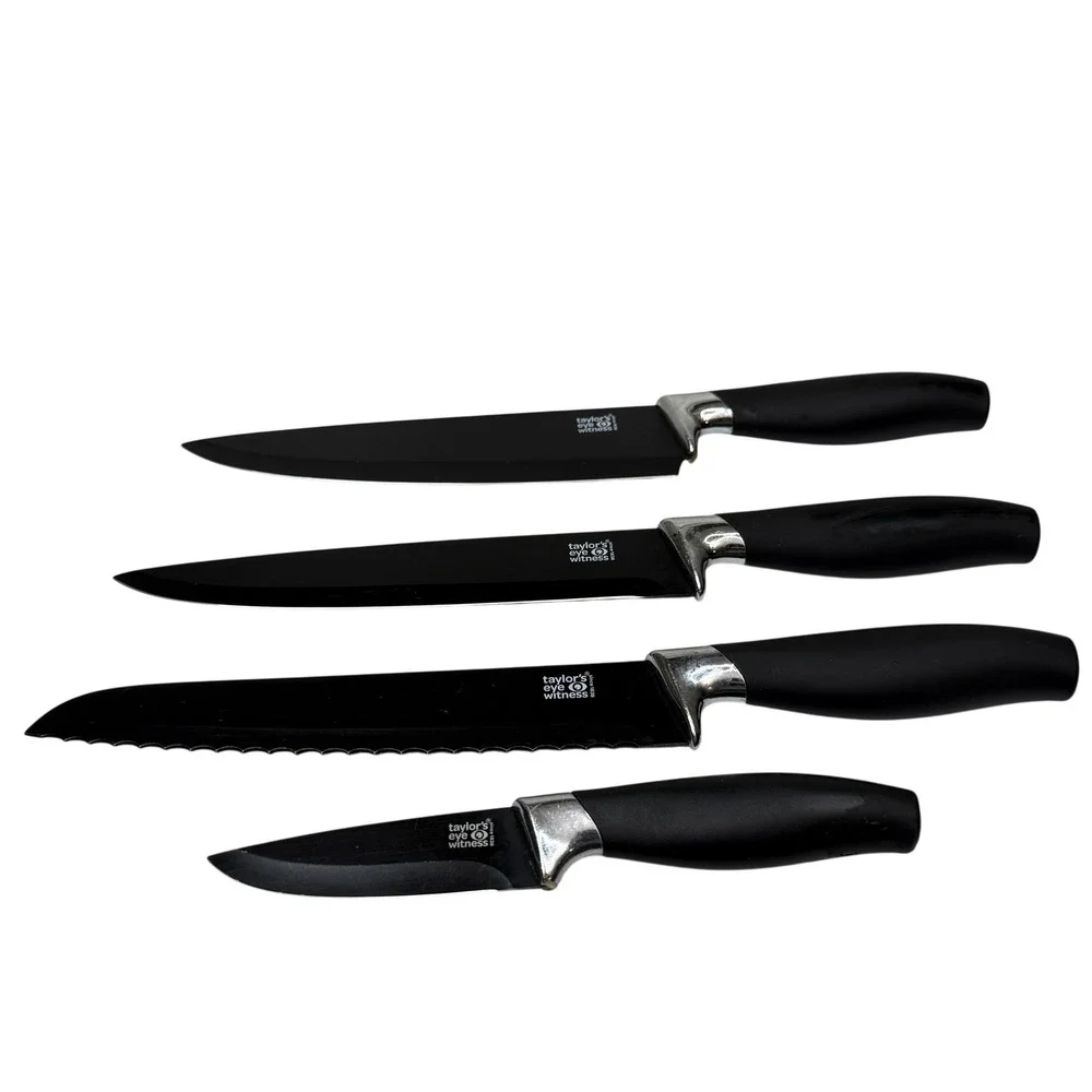 Taylor's Eye Witness 4-Piece Black Kitchen Knife Set Chef Paring Utility
