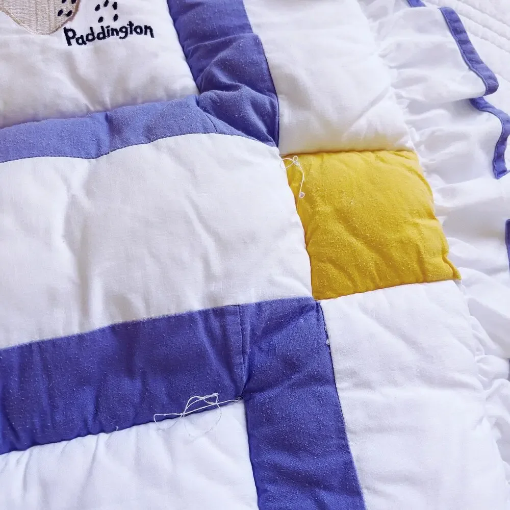 Vintage 1990s Paddington Bear Cuddle Me Quilt Toddler Blanket Nojo