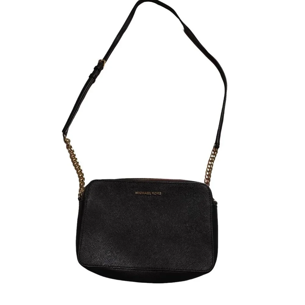 Michael Kors Black Crossbody with Gold Hardware Like‎ New Condition