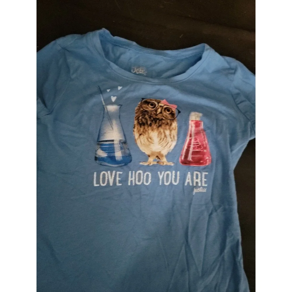 Justice love hoo you are science top and sparkles shorts size 8