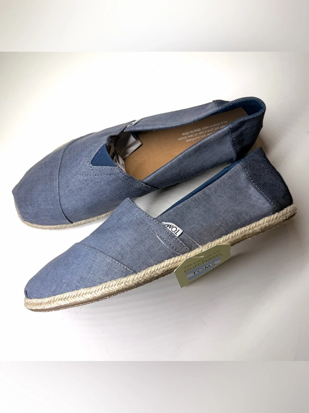 TOMS Mens Coated Linen Rope Sole Classics Deep Ocean Espadrilles Size- 10