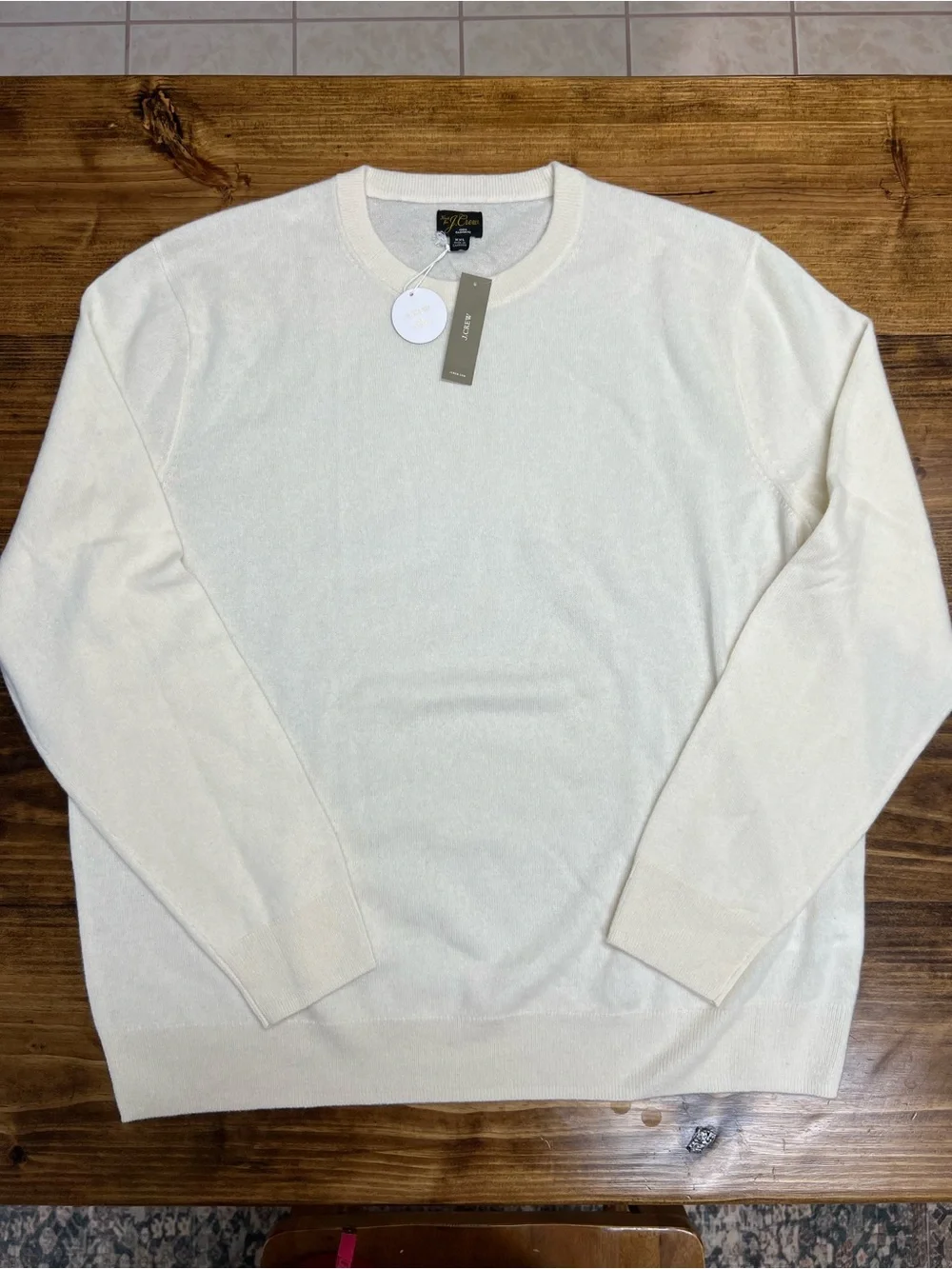 J. Crew Men’s Cashmere crewneck sweater in Snow Cream Size XXL NWT