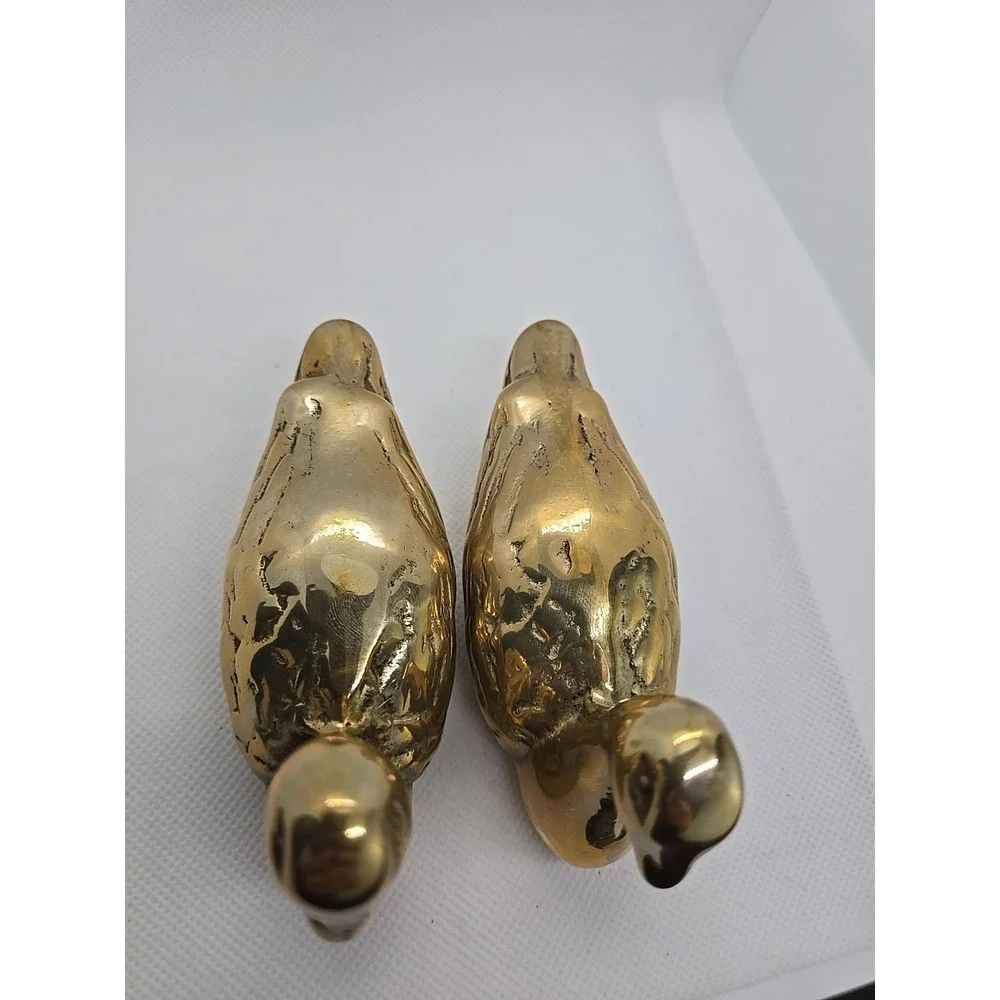 Mid-Century Model Brass Ducks Figurines Duck Pair Vintage Taiwan