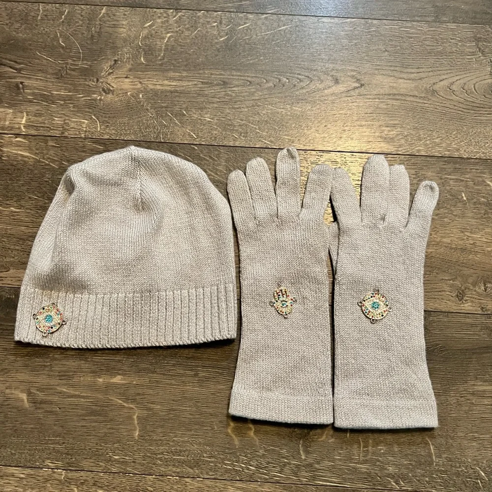 Carol Brodie Evil Eye Hat and Gloves‎ Set