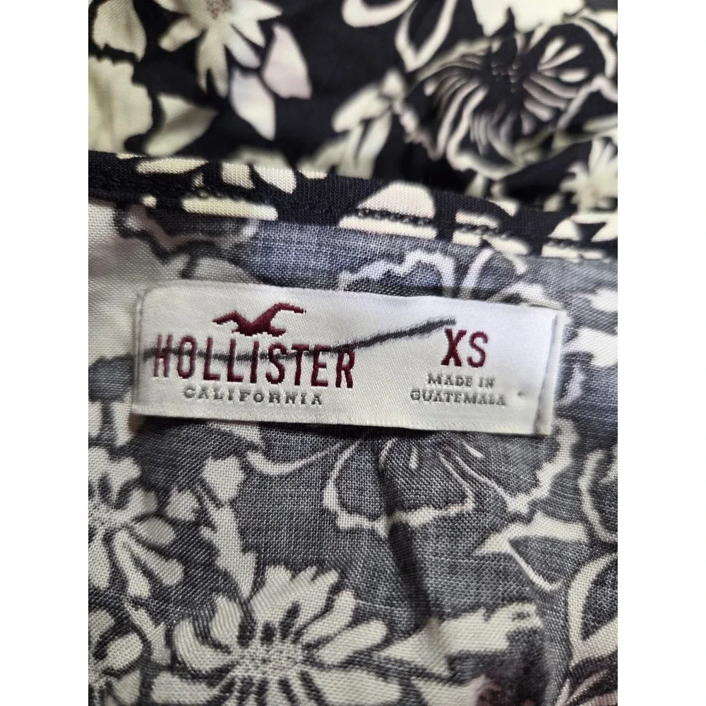 Hollister Black White Floral Ruffle Mini Dress XS Beach‎ Summer