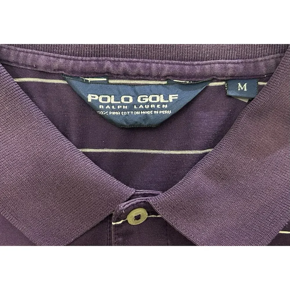Polo Golf Ralph Lauren Polo Shirt Men's Medium Purple & White Striped Size M