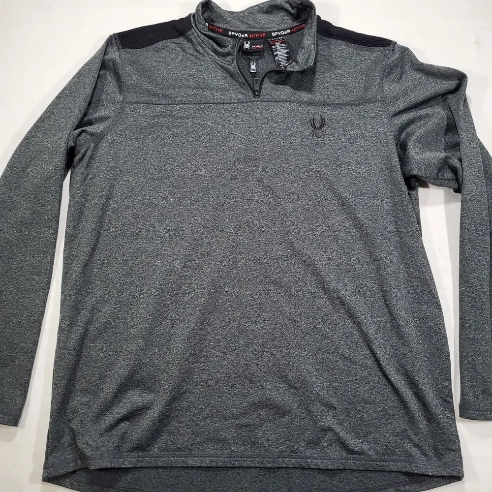 Spyder Active Proweb Men's‎ Medium 1/4 Zip Gray Long Sleeve Pullover