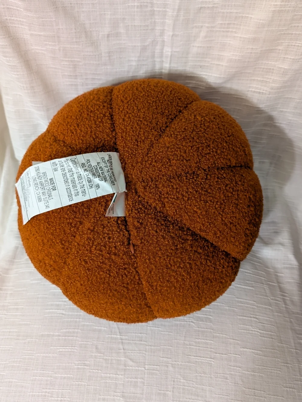 Brentwood Originals Orange Pumpkin Shaped  Throw Pillow 16in