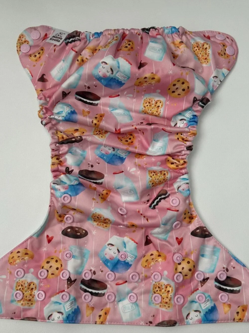 NEW Mama Koala Pocket Cloth Diaper OS Milk & Cookies Pink No Insert