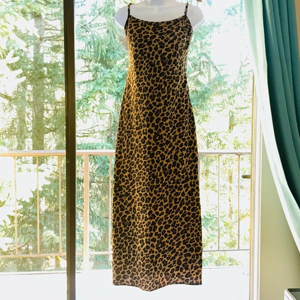 🆕🫎 Abercrombie Julia Slip Maxi Dress Leopard Small NWT