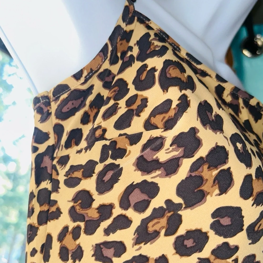 🆕🫎 Abercrombie Julia Slip Maxi Dress Leopard Small NWT