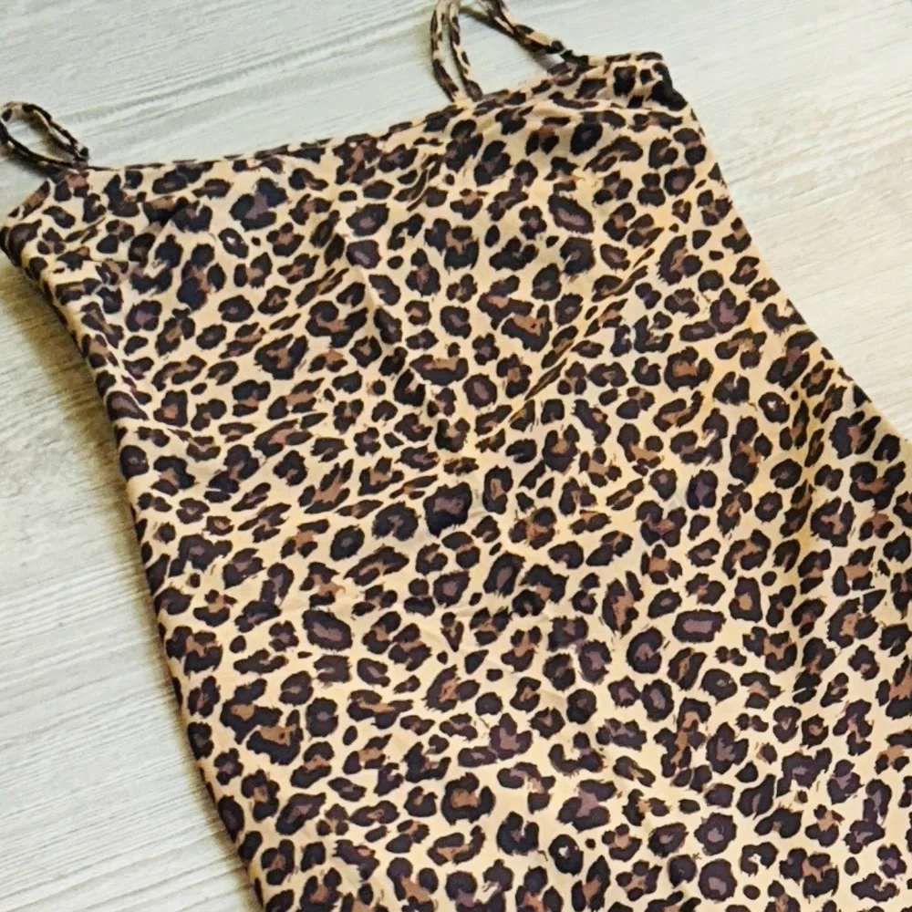 🆕🫎 Abercrombie Julia Slip Maxi Dress Leopard Small NWT