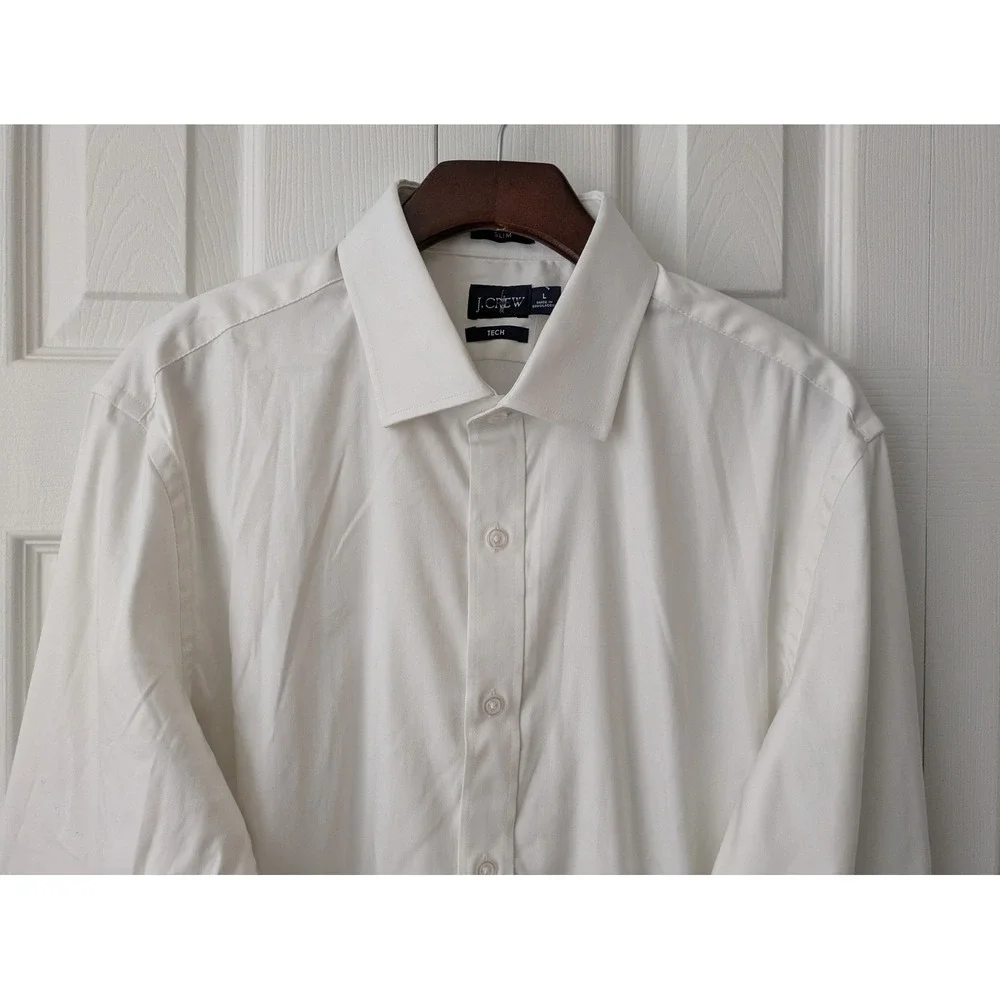 J. Crew Slim Bowery Performance Stretch Dress Shirt Size L White NWT $98 CA351