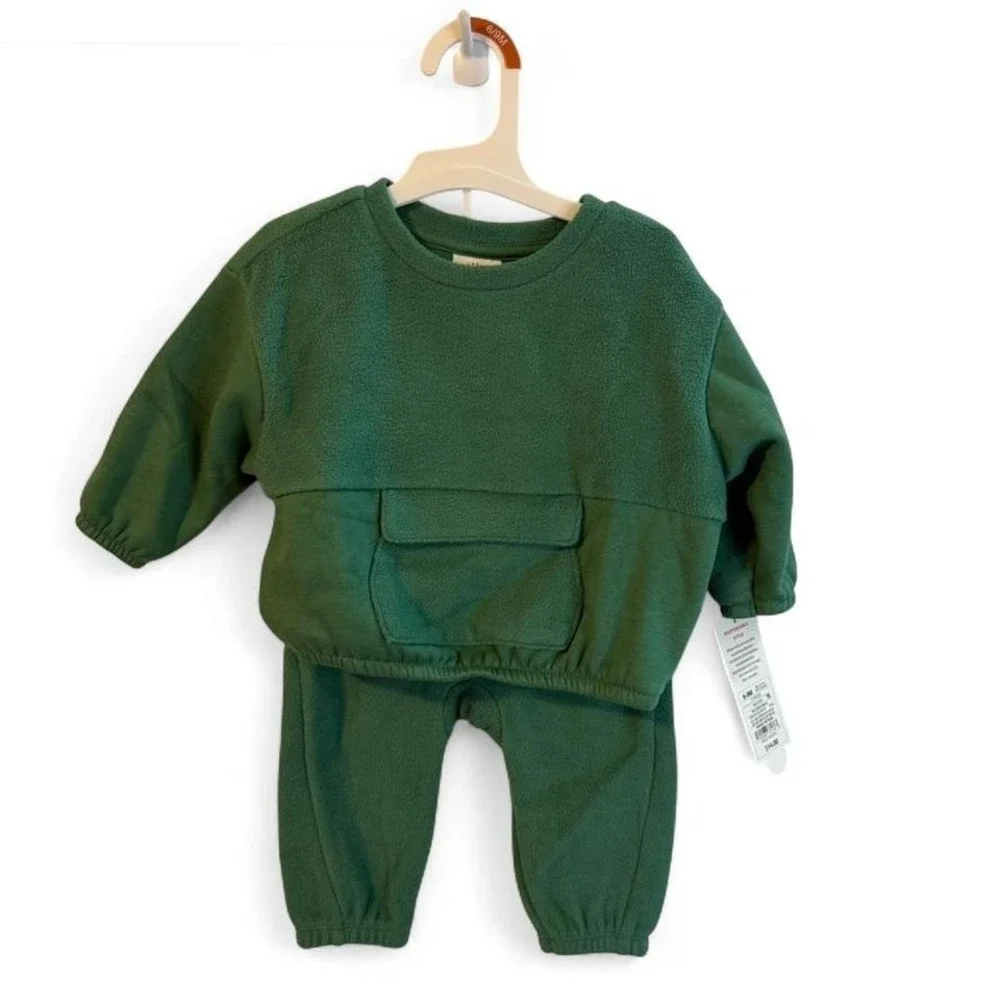 Baby Boys 2pc Green Fleece Sweatshirt‎ and Jogger Set 6-9 months