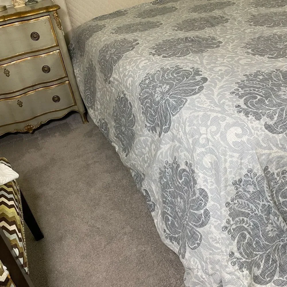 Tahari Gray and White Duvet Cover King