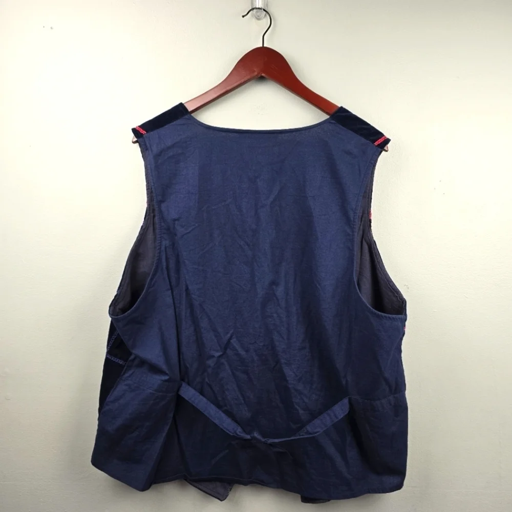 STUDIO COLLECTION‎ Vintage Velvet Embroidered Vest Floral Navy Womens Sz 20W