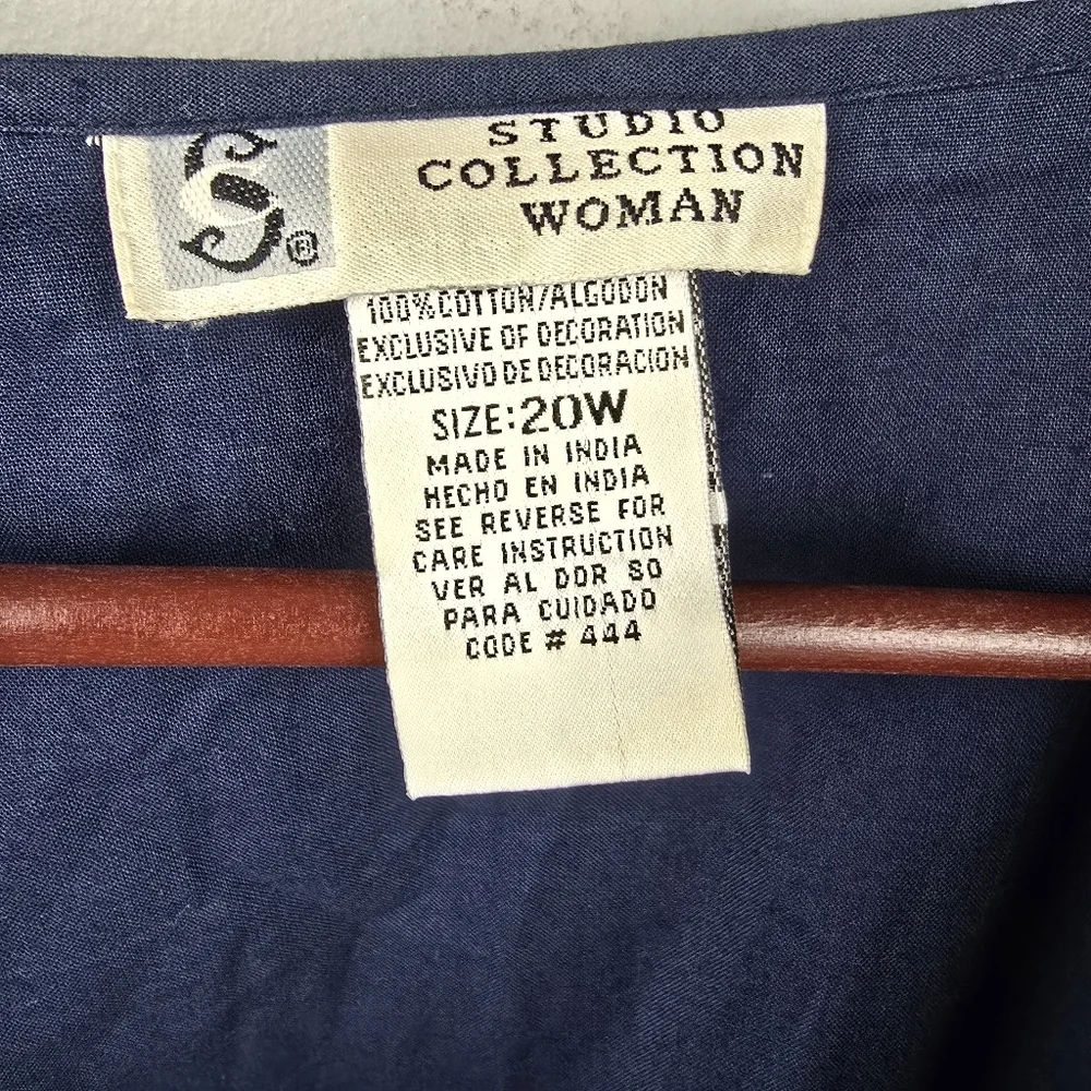 STUDIO COLLECTION‎ Vintage Velvet Embroidered Vest Floral Navy Womens Sz 20W
