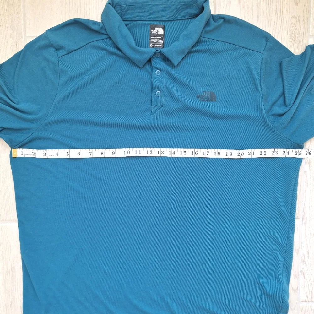 The North Face men's teal ble green short-sleeved polo shirt - size XXL