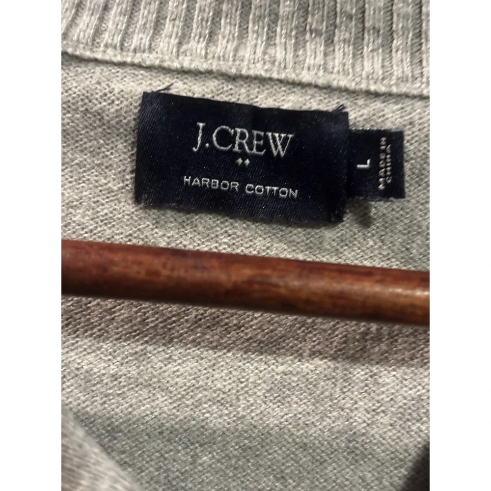 J Crew Harbor Cotton Men's 1/4 Zip Pullover Sweater Gray‎ Size Large L