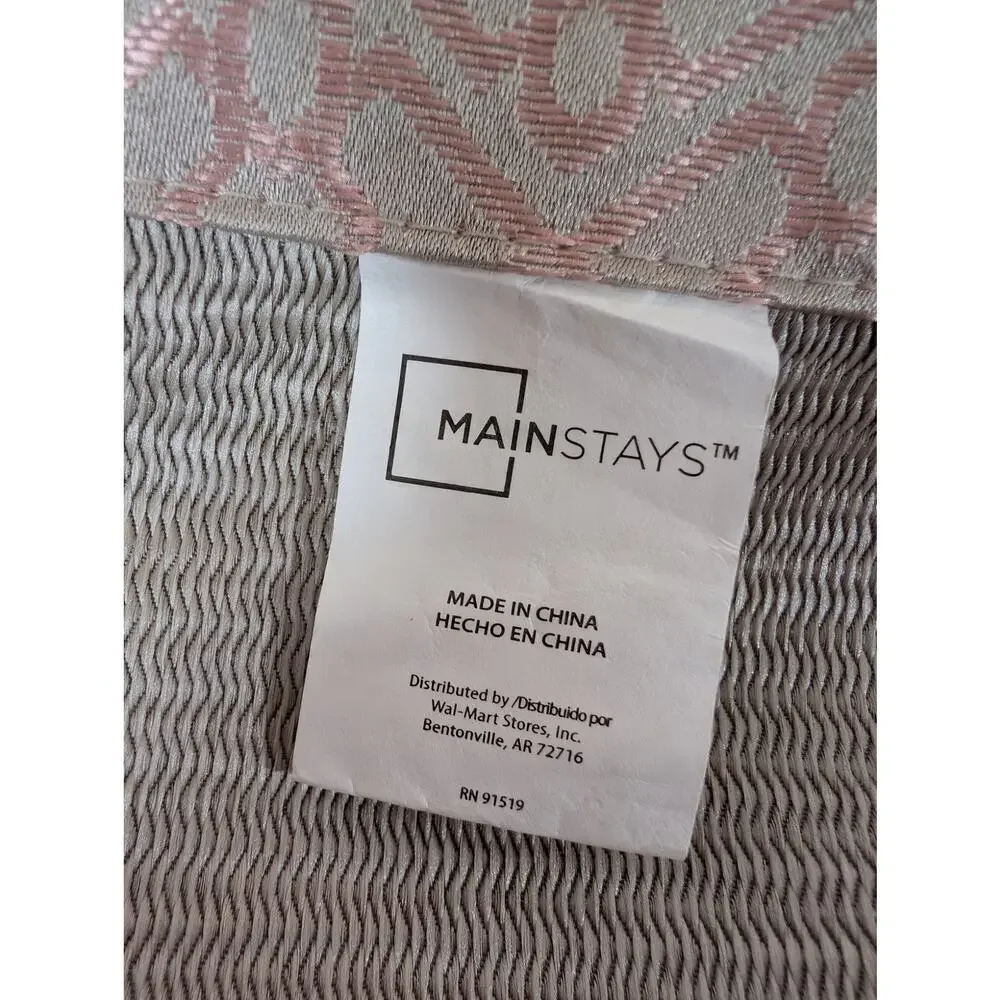 MAINSTAYS! TAUPE BEIGE, GOLD, PINK SATIN FINISH STRIPED FLORAL SHOWER CURTAIN!