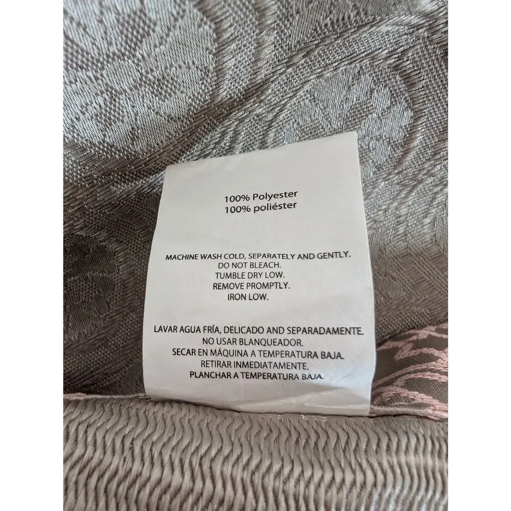 MAINSTAYS! TAUPE BEIGE, GOLD, PINK SATIN FINISH STRIPED FLORAL SHOWER CURTAIN!